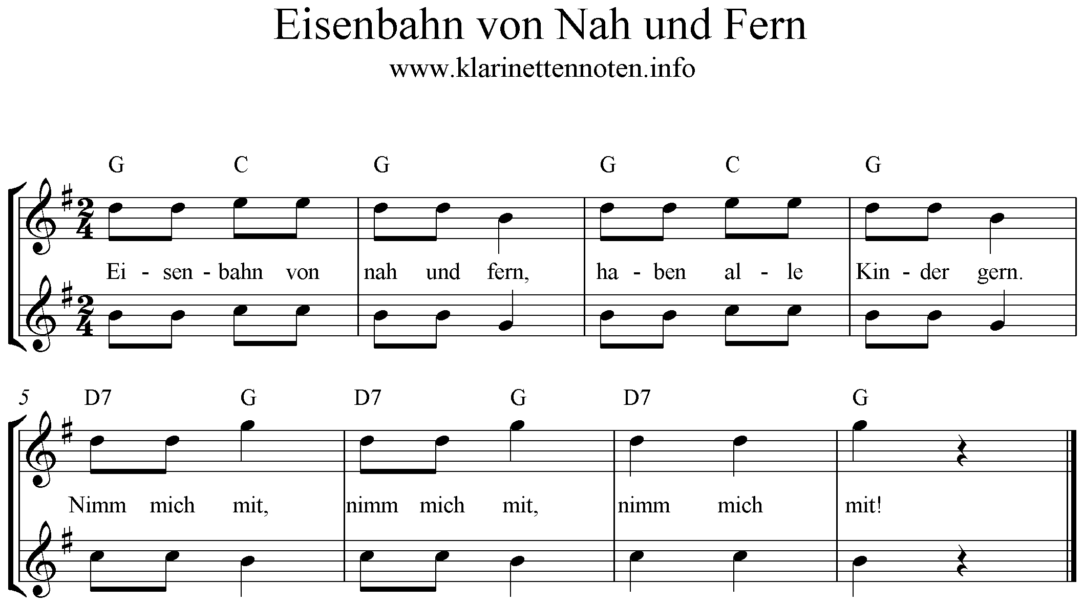 Noten Sax Eisenbahn von nah und fern